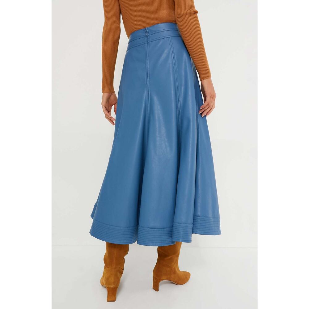 TUCKERNUCK Blue Leather Brynn Skirt Size 6 NWT Retail $248 Tuckernuck - Picture 2 of 7